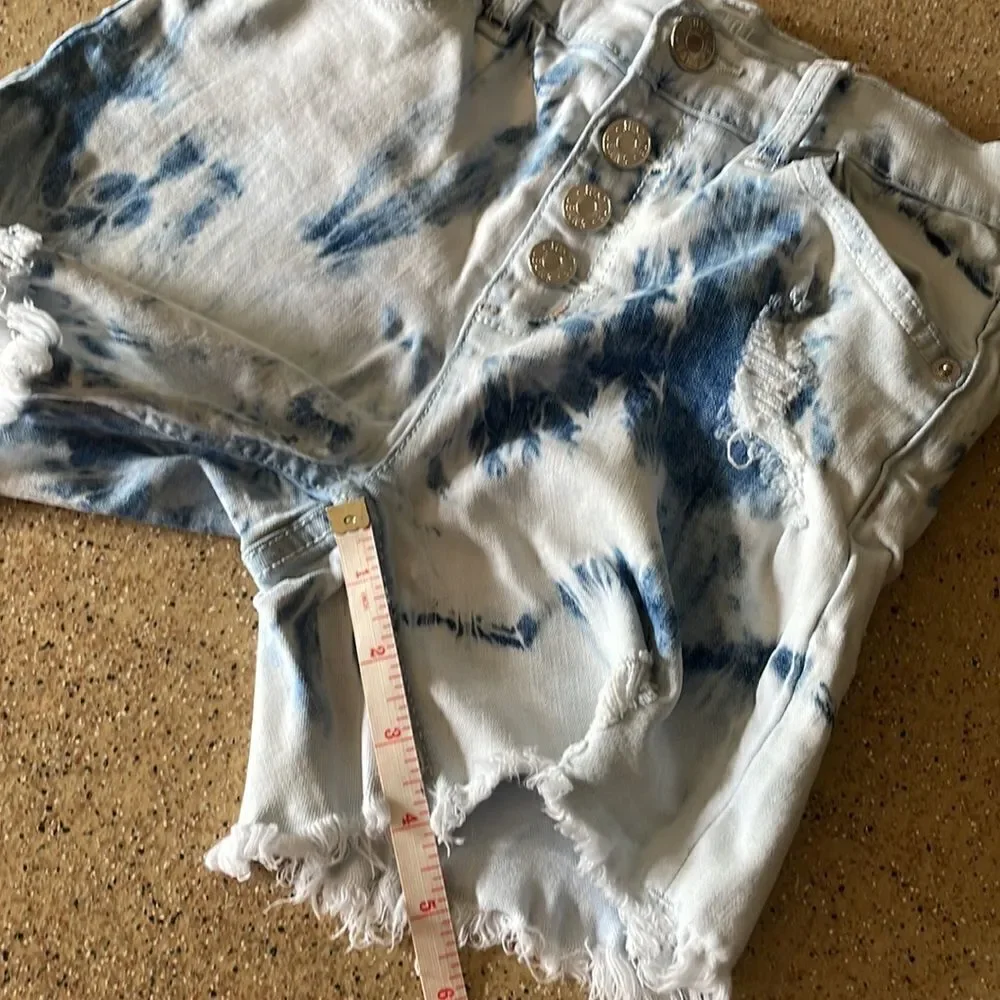 Justice bleach dyed deconstructed cutoff jean shorts